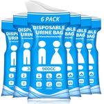 HOKINETY Disposable Urine Bag for Travel - 900ML Portable Pee Bags for Women Men 6 PCS Emergency Vomit Bags Unisex Urinal Toilet Bag for Car Camping, Road Trip,Traffic Jams, Pregnant, Kids, Patient