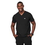 FIGS Medical Scrubs Men's Leon Three-Pocket Scrub top (Black, XS)