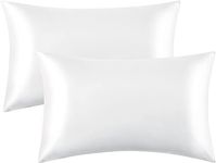 Luxury Silky Satin Pillowcase for Hair and Skin, 2-Pack - Standard Size Pillow Cases - Satin Silky Pillow Covers (2-Pack Standard, Ivory)