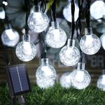 Joomer Solar String Lights Outdoor- 39FT 60LED Solar Globe String Lights 8 Lighting Modes, Waterproof Solar Powered Patio Light for Garden Yard Porch Wedding Party Outdoor Decor (White)