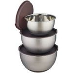 lakeland Set of 3 Stainless Steel Bowls – Up to 4.8L Capacity with Non-Slip Bases Dishwasher Safe