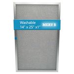 Washable Electrostatic Furnace Air Filter, MERV 8, (14" x 25" x 1") Aluminum Reusable Filter for Furnace, Central AC, and HVAC System