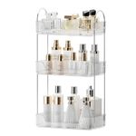 Bathroom Organiser Countertop, Vanity Trays for Bathroom, Skincare Makeup Organiser Shelf, Vanity Organiser, Bathroom Counter Shelf for Cosmetics, Toiletries, Lotions, Perfumes (3 Tiers, Clear)