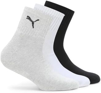 Puma Unisex-Adult Cotton Ess Quarter Quarter Length Socks 3P, White,Grey,Black-Griffin, 39/42 (68569501)