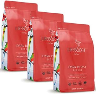 Lifeboost Coffee 3 Pack Dark Roast Ground Coffee - Low Acid Single Origin USDA Organic Coffee - Non-GMO Ground Coffee Beans Dark Roast Third Party Tested For Mycotoxins & Pesticides - 12 Ounces