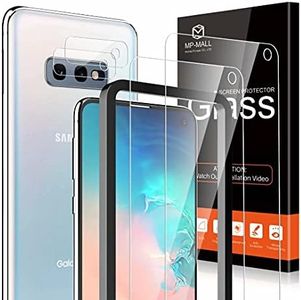 MP-MALL [2+2 Pack] 2 Pack Tempered Glass Screen Protector + 2 Pack Camera Lens Protector Compatible for Samsung Galaxy S10e, Not Fit for Galaxy S10 or S10 Plus, Installation Frame 9H Hardness