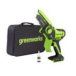 Greenworks 24V Mini Chainsaw 4 Inch (10cm) Cordless Battery Powered Chainsaw Without Battery & Charger,7.8m/s Chain Speed Electric Chainsaw for Tree Branches, Garden Cutting, Courtyard & Household