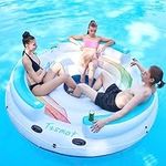 Tzsmat Inflatable Lake Pool Floating Island Heavy Duty Lounger Raft Lake Float Water Float for Lake River Beach Pool Multi Person Party Floatie Toys Relaxation Island Adults