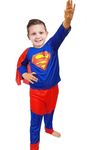 ULTIMATE LOOKS Hosiery Fabric Superman Avenger Superhero Costume For Kids Halloween Dress Fancydress Birthday Gift | Cosplay Bodysuit for Boys and Girls (6-7 Years), superman dress only a