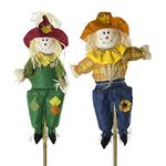 Siam Express Set of 2 70cm Medium Stick Scarecrow Halloween Decor Small Fall Happy Autumn Harvest Ornament Bird Deterrent Pest Control Garden, Home, Yard, Porch Decoration Asstd