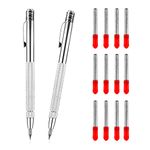 KINBOM 2pcs Tungsten Carbide Scriber, Carbide Scriber Pen with Magnet Scribe Tool with Extra 12 Replacement Red Hat Marking Tip for Glass/Metal Sheet