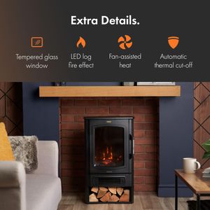 VonHaus Panoramic Electric Stove Heater – Freestanding Fireplace
