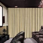 cololeaf Velvet Blackout Lined Home Movie Theater Curtain Drapes Panel, Flat Hooks Curtain for Traverse Rod or Track 100W x 96" L (1 Panel) for Stage Event Auditorium Concert, Khaki