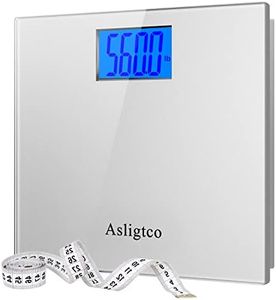 Asligtco Bathroom Scale 560lbs High Capacity Scale for Body Weight Extra Large Platform Backlit Display Digital Scales with Tape Measure & Battery(Silver)