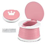 Travel Potty 2-in-1 Portable Potty for Toddlers Foldable Kids Training Toilet Seat for Boys Girls Baby Carry Potty Childrens Car Potty Chair for Camping Park Indoor Outdoor with 15pcs Potty Liners