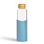 Neon Kactus Glass Water Bottle | Reusable Made with Borosilicate Glass | Travel Water Bottle | For Hot & Cold Drinks | Durable, Leakproof, Non-Slip & Dishwasher-Safe | Pastel Blue, 550ml