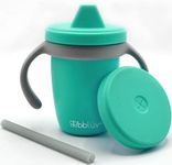 bblüv Küp Silicone Toddler Straw Sippy Cup - 4-in-1 Durable Spill Proof Cups for Kids, Travel Transition Training Cups for Babies, Includes Food Grade Lid and Straw - (Aqua)