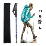 SWOPPLY Hiking Poles Trekking Poles Antishock and Quick Lock System Telescopic Collapsible,Ultralight Walking Running Sticks Folding Hiking Foldable with Light Bags Mountaining and Travel