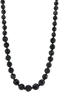 1928 Jewelry Graduated Black Glass Beaded Necklace for Women 15" + 3" Extender, Glass, No Gemstone