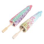 Amosfun 2pcs Asian Silk Umbrella Chinese Oiled Paper Umbrella Japanese Parasol Rainproof Parasol Dancing Props for Wedding Party Favors