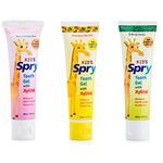 Spry Natural Xylitol Toothpaste for Baby, Toddler, Kids Age 3 Months Up - Fluoride Free Tooth Gel, Support Development of Emerging Teeth, Strawberry Banana, Bubblegum, Original, 2 Fl Oz (Pack of 3)