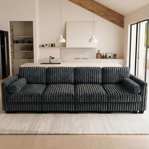 Belffin 111" Plush Corduroy Couches for Living Room,Sectional Couches Modular Sofa with Deep Seat,Modern Deep Sectional Sofas for Living Room Apartments Bedroom,Grey
