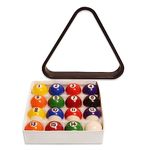 CUEMART Billiard Balls Set 1-1/2 Inch 1.5" Mini Size Pool Balls Small Pool Balls Complete Full 16 Resin Balls for Children's Game Table, with Free Triangle