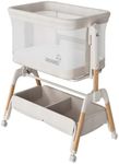GROWNSY 5-in-1 Baby Bassinet Bedside Sleeper with Gentle Rocking Mode Beige