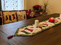 Tache Home Fashion Hang My Stockings by The Fireplace Christmas Holiday Festive Woven Decorative Tapestry Table Runners, 13x90, Green, red, Beige, White