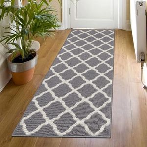 SHACOS Long Door Mats Indoor 20"x59" Washable Front Door Mat Non Slip Water Absorbent Entryway Rug Doormat Indoor Entrance Floor Mat Runner for Home Garage Kitchen Laundry, Light Gray