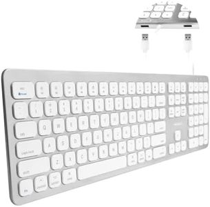 Macally Wired Keyboard for Mac - Compatible Apple Keyboard with USB Ports for Mouse - Full-Size Mac Keyboard with Number Pad - Plug & Play Keyboard for MacBook Pro/Air, iMac - Aluminum Frame