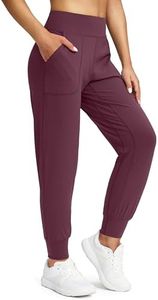 Soothfeel Women's Joggers with Zipper Pockets High Waisted Athletic Workout Yoga Pants Joggers for Women Tall (Wine, S)