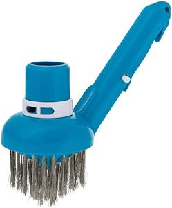 U.S. Pool Supply Corner Vacuum Head Brush with Stainless Steel Bristles, Adjustable Suction Ring - Scrub Remove Calcium Buildup, Rust Stains on Concrete Swimming - Sweep Debris Corners, Steps, Walls