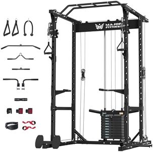 MAJOR FITNESS Power Cage Drone1 Premium- Multi-Function Power Rack for Home Gym, Squat Rack with Pull-up Bar, Cable Crossover System, J-Hooks, for Strength Training, Heavy-Duty Steel Construction