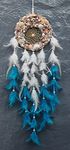 BRAND Unknown Yuvicreations Fine Quality Feathers Round Shape Natural Sea Shell Dream Catcher (White & T.Blue, Pack of 1)
