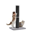 Feandrea Cat Scratching Post, 85 cm Tall Cat Scratcher for Medium and Large Cats, Furniture Scratching Deterrent Sisal Scratch Pole, Spring Pompom with Built-in Bell, Ink Black PCA041B01