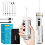 Frohsun Retractable Water Dental Flosser Cordless Oral Irrigator for Dental&Oral Health 5 Pressure Modes for Kids&Adults 6 Tips IPX7 Waterproof Low Noise Rechargeable Dental Flosser for Home&Travel