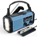 48100mWh Emergency Radio,Solar Hand Crank AM FM NOAA Weather Radio,Portable Battery Powered Radio with Phone Charger,Crank Flashlight,Reading Lamp,SOS for Home Power Outages Hurricane Outdoor Survival