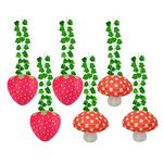 6 Pcs Paper Lanterns (3 Strawberry Shaped Lanterns + 3 Mushroom Shaped Paper Lanterns) with Fake Vines Artificial, Chinese Lanterns for Nursery Garden Party Wedding Christmas