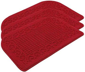 COSY HOMEER 32X20 Inch Anti Fatigue Kitchen Rug Mats are Made of 100% Polypropylene Half Round Rug Cushion Specialized in Anti Slippery and Machine Washable Burgundy (3 pcs)