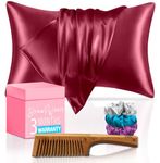 STRAW&WEAVE Wooden Comb & Satin Hair Accessories For Women | 3 Months Warranty With 2 Pillow Cover, Scrunchies 1 Kachi Neem Silk Covers And Skin, Solid, 600 Tc, 6 Count