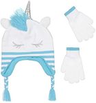 Girls Knitted Animal Beanie Winter Hat and Glove Set [4015] (Unicorn)