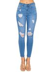 WAX JEAN Women's Butt I Love You Push-Up Destructed Modal Basic Skinny Jeans, Medium Denim, 5