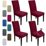 ZNSAYOTX Stretch Dining Chair Covers, 2024 Fashion Jacquard Parson Chair Slipcover 4 Packs, Super Fit Removable Washable Kitchen Chair Protector Cover for Dining Room, Banquet, Restaurant (Wine Red)