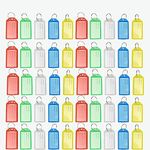 100PCS Tough Plastic Key Tags with Split Ring Label Window Id Luggage Tag Key Ring Keychain 5 Colors