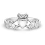 925 Sterling Silver Size 4 Unisex Traditional Shiny Irish Claddagh Ring Band for Children - Friendship Promise Heart & Crown Rings for Preteens - Love Heart Ireland Claddagh Rings for Boys and Girls