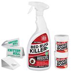 CritterKill Bed Bug Killer Kit - For Low Level Home Infestation - Bedbug Spray + Smoke Bombs + Insect Traps (1L / 2x16g / 3)