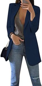 EFOFEI Chaqueta De Traje De Negocios De La Oficina Trabajo De La Muchacha Blazer Manga Larga Traje Elegante Slim Fit Abrigo Azul Marino 4XL