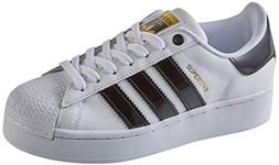 adidas Women's Superstar Bold Gymnastics Shoe, Footwear White/Core Black/Gold Metallic, 6 UK
