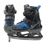 SOFTMAX - Adjustable Ice Skates - Hockey Skates for Boys and Girls - Insulated Kids Ice Skates with 3 Sizes Adjustments with The Push of a Button (BK/BL, Medium)